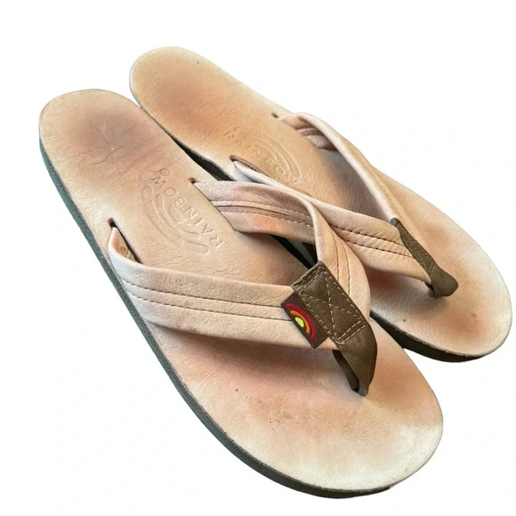 Rainbow Single Layer Pink Leather Women’s Sandals - Picture 4 of 4